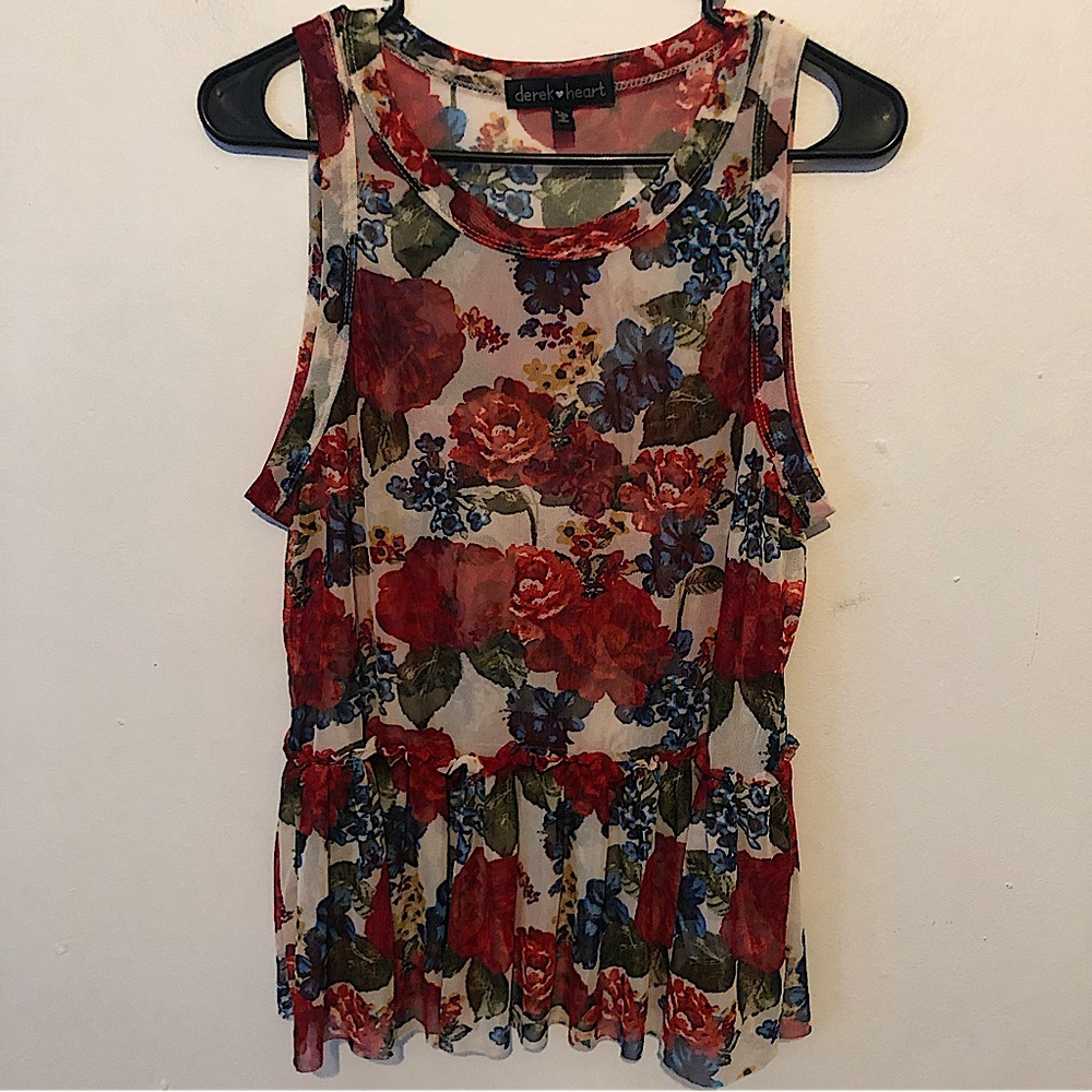 Mesh floral peplum top sz XXL